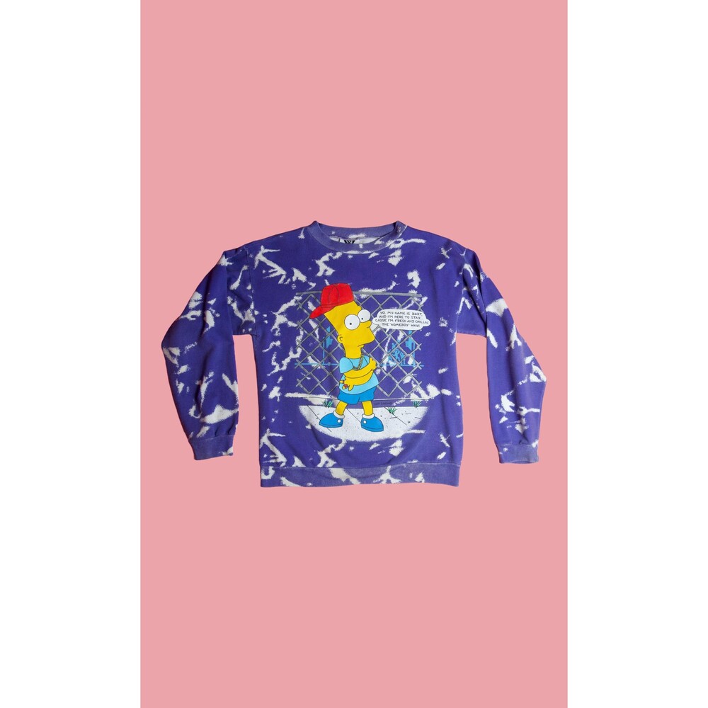 1990s BART SIMPSON Purple. Acid Wash Style Crewneck Sweater. Extra Small-Small
